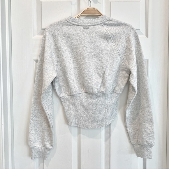 VS Snow Heather Grey Cotton Fleece Corset Crewneck Sweatshirt - Picture 7 of 12